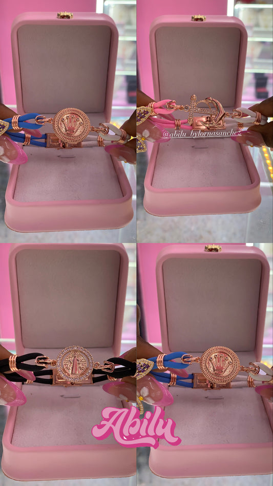 Manillla Caucho Oro Rosa