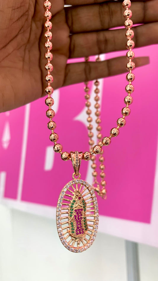 Militar diamantada con dije virgen Guadalupe ov