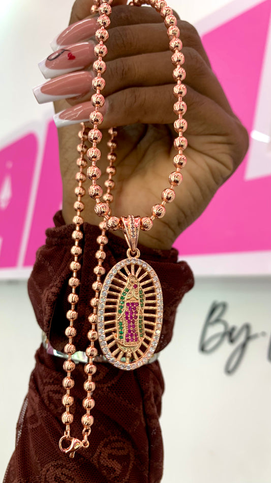 Militar diamantada con dije virgen Guadalupe ov