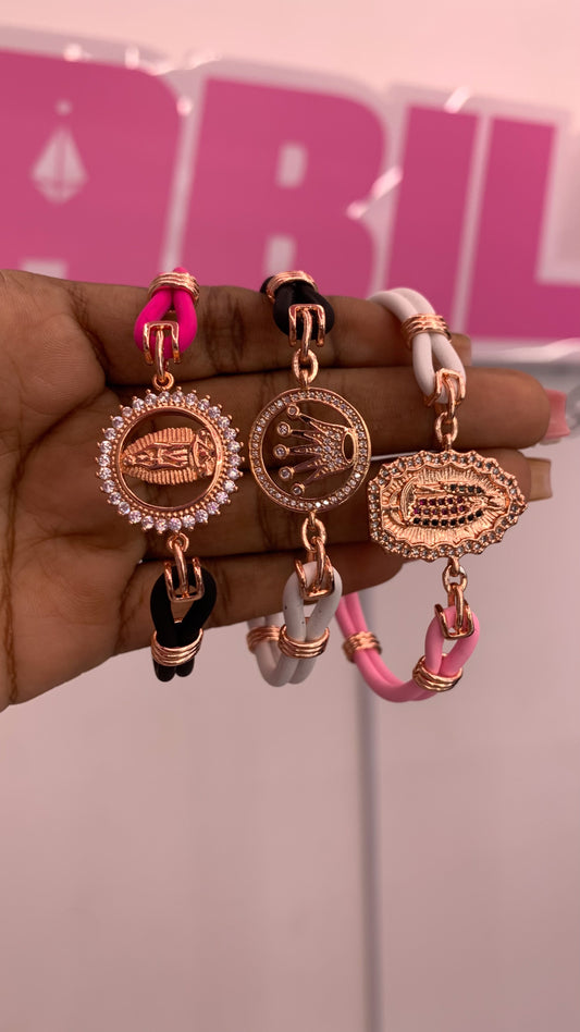 Manillla Caucho Oro Rosa